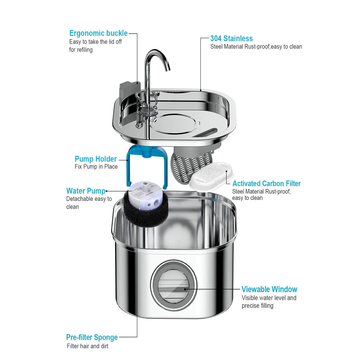 Stainless Steel Pet Water Fountain